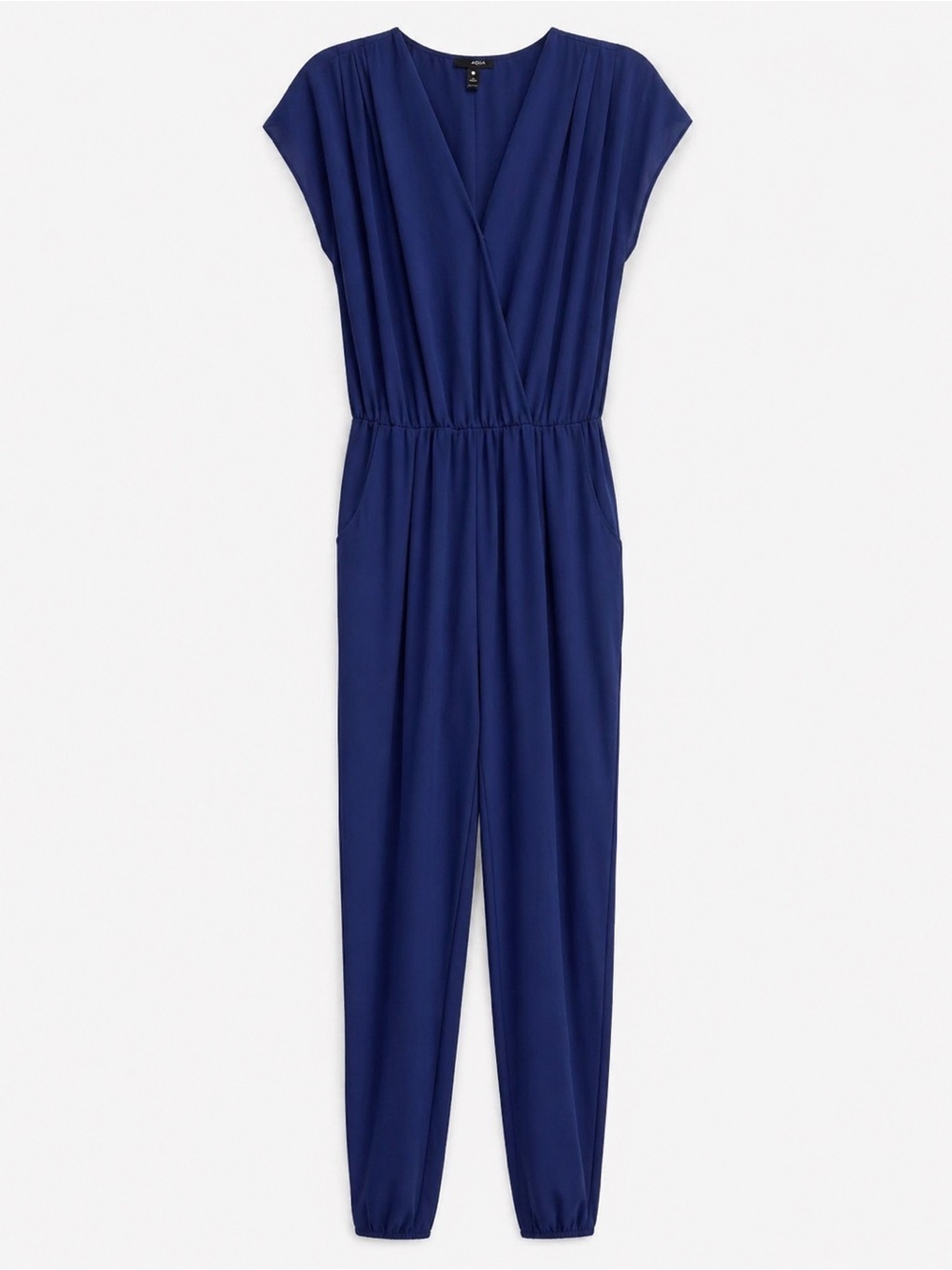 Aqua Deep Navy V-Neck Short Sleeve Jumpsuit